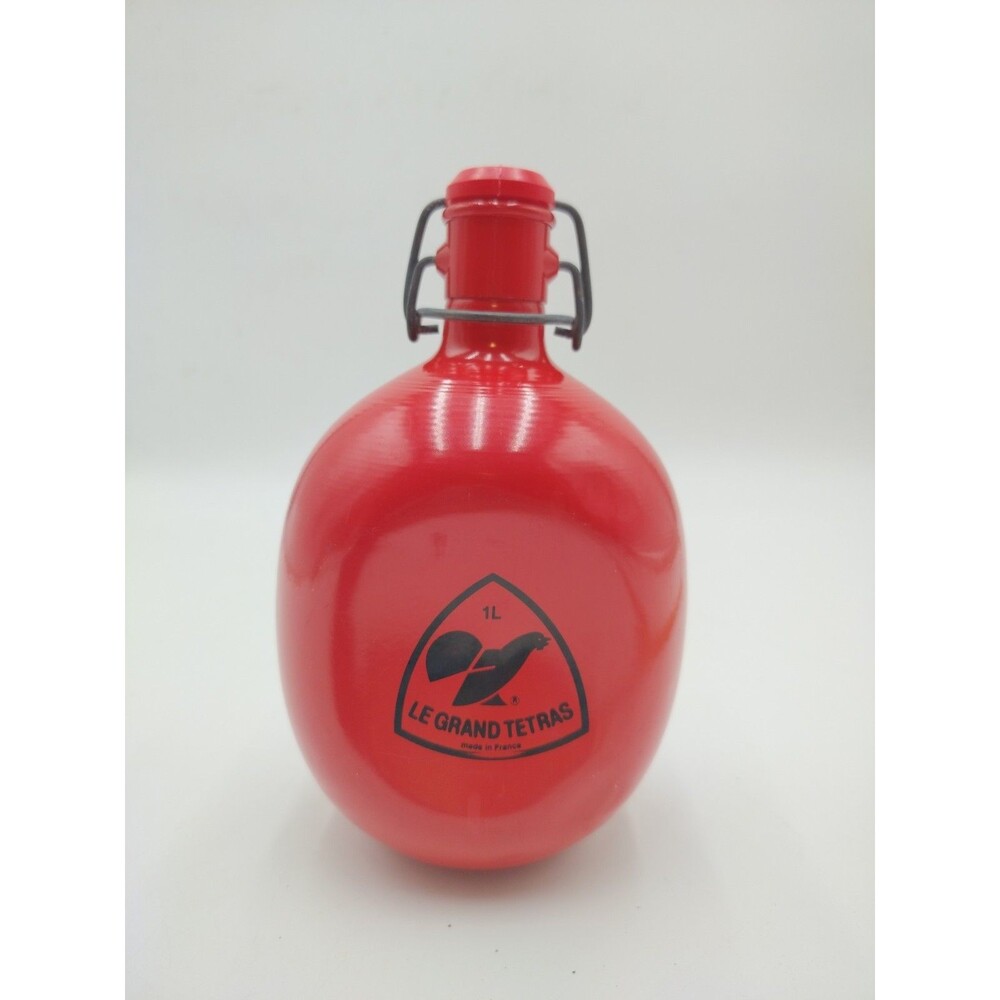 VTG French Aluminum Flask Red Le Grand Tetras Hiking Bottle 1L (Read)